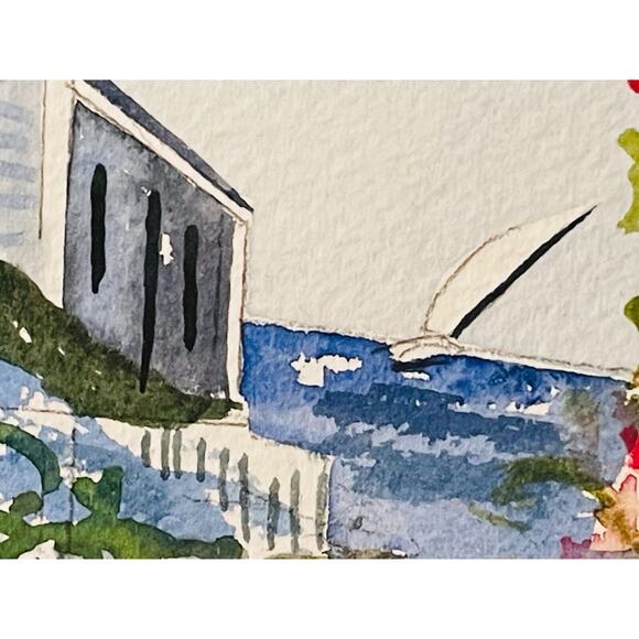 JEAN ANDREW 'SCONSET NANTUCKET Large Framed Watercolor Painting- 30 x 24" - Picture 5 of 16